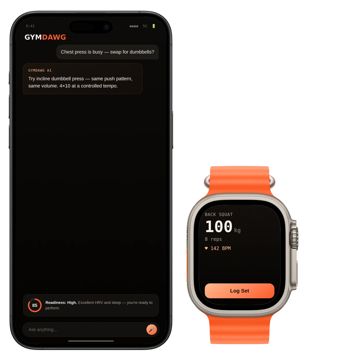 GymDawg coaching experience on phone and planned watch companion